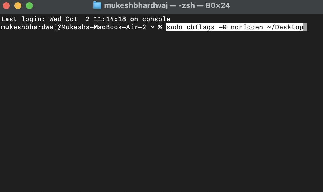 Reexibir arquivos usando o Terminal