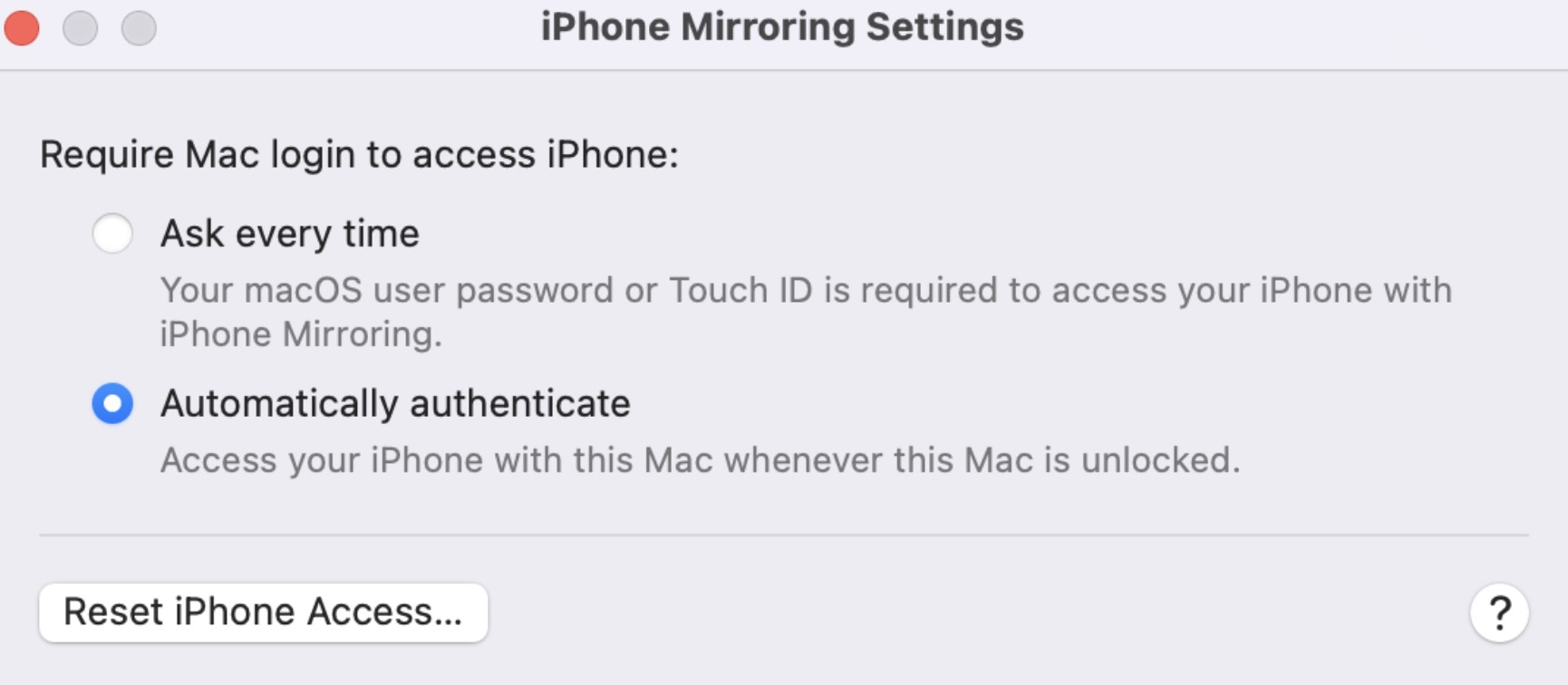 Reset iPhone Access